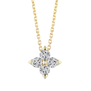 Elegant 14K gold plated S925 sterling silver four-leaf clover pendant necklace for women