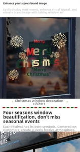 Détails d'autocollants Merry Christmas avec motifs d'étoiles pour décoration de vitrine