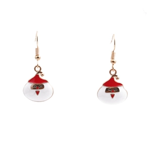 Boucles d'oreilles Père Noël en émail avec crochets dorés pour bijoux de fête de Noël