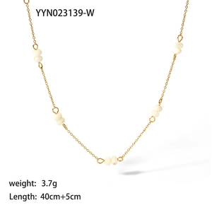Detailed view of 3.7g golden beaded chain necklace with 40cm plus 5cm extender