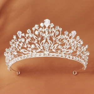 Exquisite Bridal Tiara Crown Rhinestone Crystal Alloy Floral Leaf Design Elegant Wedding Prom Birthday Hair Accessory For Women
