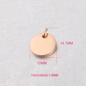 Gepolijste 12mm roestvrijstalen ronde hanger met 14,7mm hoogte en 1,8mm dikte voor sieraden