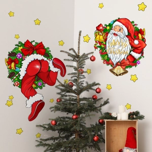 Détails des stickers muraux Père Noël avec texte Joyeux Noël pour décoration festive