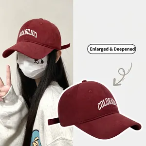 Vintage Cotton Colorado Letter Embroidery Baseball Cap Adjustable Large Head Circumference Sun Protection Peaked Hat For Men Women