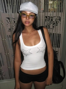 Women's Ribbed Tank Top Rhinestone Star Slim Fit Sleeveless Cropped Camisole Y2K Streetwear Fashion Casual Summer Top