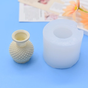3D vase silicone mold for resin or gypsum with studded 3D texture for home decor DIY