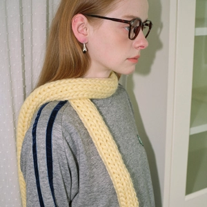Chunky knit solid yellow scarf for women, warm winter accessory for stylish styling