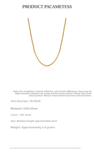 Macro detail of 18k gold plated 925 sterling silver rope chain with 45cm length