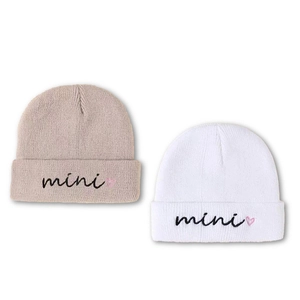 Kids Knitted Beanie Hat Warm Acrylic Mini Heart Letter Embroidery Casual Winter Skull Cap For Boys Girls