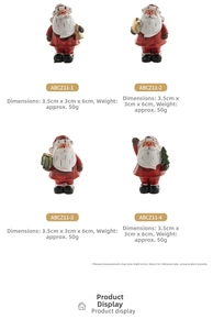 Set of four mini hand-painted resin Santa figurines holding gifts for Christmas decor