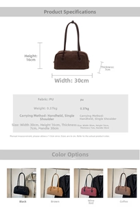 Detailed size specifications and weight info for the vintage suede Boston handbag