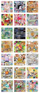 Grille détaillée montrant 21 autocollants de fleurs et dessins animés pour décoration DIY