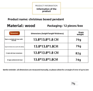 Detailed view of 12-piece wooden gnome Christmas ornaments in a storage box