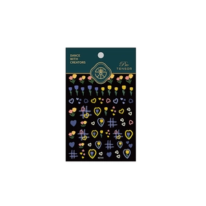 5D thin nail stickers with colorful tulip and heart patterns for professional manicure