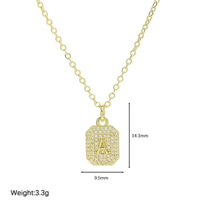 Classic 18k gold plated letter A pendant necklace with sparkling cubic zirconia stones