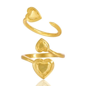 S925 Sterling Silver Heart Open Ring For Women Brushed Minimalist Cold Style Adjustable Ins Fashion Jewelry Finger Ring Gift