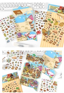 Detail showing 2.5D ocean pirate theme PET stickers and foldable display board set