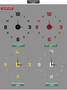 DIY acrylic wall clock set in four colors with second hand for small size non-luminous