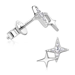 Elegant 925 sterling silver star stud earrings with sparkling moissanite stones