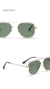 Detail of pilot sunglasses showing model 9510 specifications and CE marking on the temple