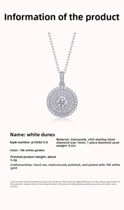 Detail view of 0.5CT moissanite pendant necklace crafted in S925 sterling silver