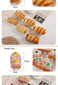 Detailed view of artificial PU cream cake models with realistic texture and dimensions