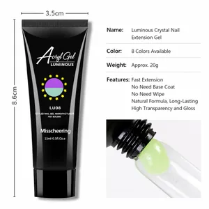 Lichtgevende 15ml kristal nagelverlenging gel met glow effect in de verpakking