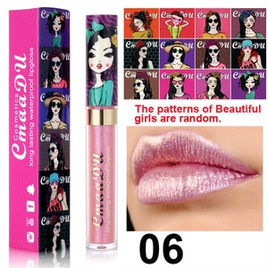 Chamäleon-Glanz-Lippengloss 06 mit wasserfestem Metallic-Finish und Cartoon-Verpackung