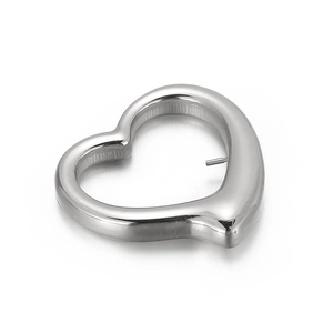 Polished silver stainless steel hollow heart pendant charm for jewelry making