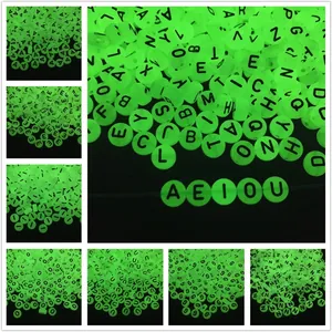 Luminous Alphabet Beads Acrylic Glow In The Dark Flat Round Letter Beads For DIY Jewelry Making Bracelets Necklaces Crafts