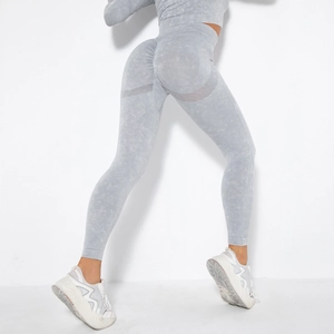 Detailed back view of high-waisted seamless scrunch butt leggings with mesh breathable texture