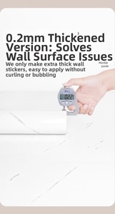 Detailed view of 0.22mm thick marble wall sticker measured by a digital thickness gauge
