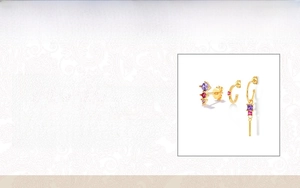 Detailed size specifications for a 3-piece 18K gold plated earring set with cubic zirconia