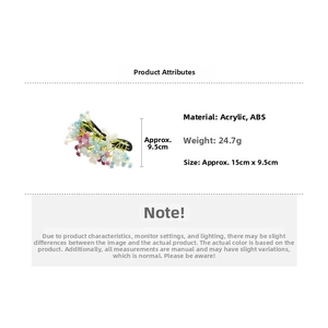 Detailed size specifications and weight for the acrylic floral cluster hair clip accessory