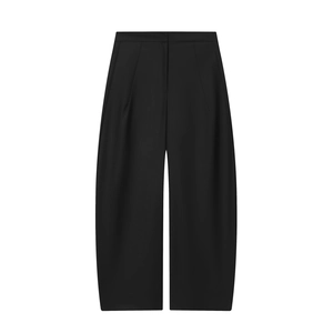 Pantalon Harem Femme Taille Haute Noir Uni Ample Élégant Drapé Décontracté Style Bureau Pantalon Long