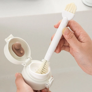 Multi-functional Rotatable Double-Headed Cleaning Brush Plastic Nylon For Cup Lid Bottle Crevice Detail Kitchen Tool
