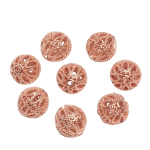 Cuentas de esfera hueca de oro rosa 14k para joyas de bricolaje hechas a mano