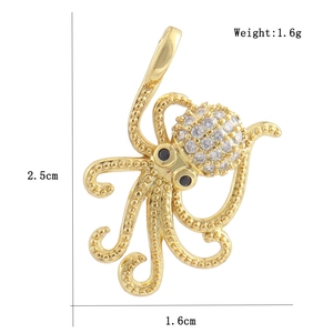Pendentif pieuvre en or 18 carats avec oxydes de zirconium, dimensions 2,5x1,6cm