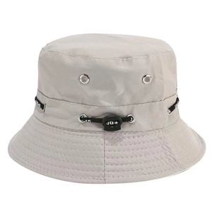 Light gray adjustable outdoor sun hat with breathable vents and sport strap detail
