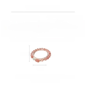 Detailed infographic showing pink strawberry crystal bracelet dimensions and materials