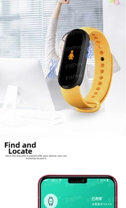 Detailed interface of FitPro App on smartphone pairing with a yellow smart fitness band