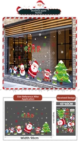 Detail showing 45x60cm Christmas window clings set with Santa and reindeer motifs
