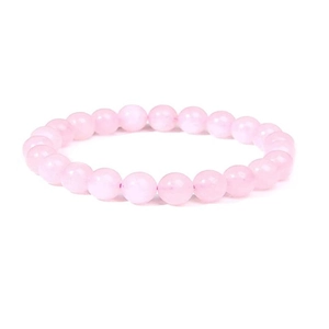 Minimalist 8mm pink natural stone bead bracelet with smooth polished crystal finish