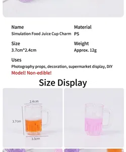Vue détaillée des mini pendentifs cocktail de 3,7 cm pour décoration et DIY créatif