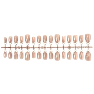 Unghie finte cat eye glitter rosa con punte French bianche, set da 24 pezzi