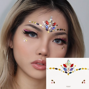 Face gem stickers FG307 with colorful rhinestones and pearls for eye and brow makeup