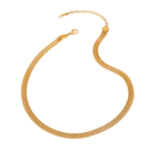 Collier en maille d'acier inoxydable plaqué or 18K minimaliste avec fermoir mousqueton