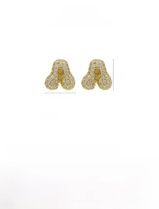 Detail view of 18k gold plated brass earring with cubic zirconia and exact dimensions