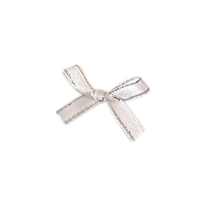 Polished silver satin ribbon bow accessory for DIY craft decoration and gift packaging