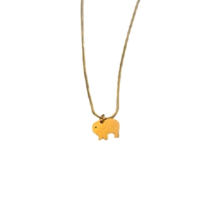 Minimalist 18K gold plated elephant pendant necklace with delicate snake chain for women